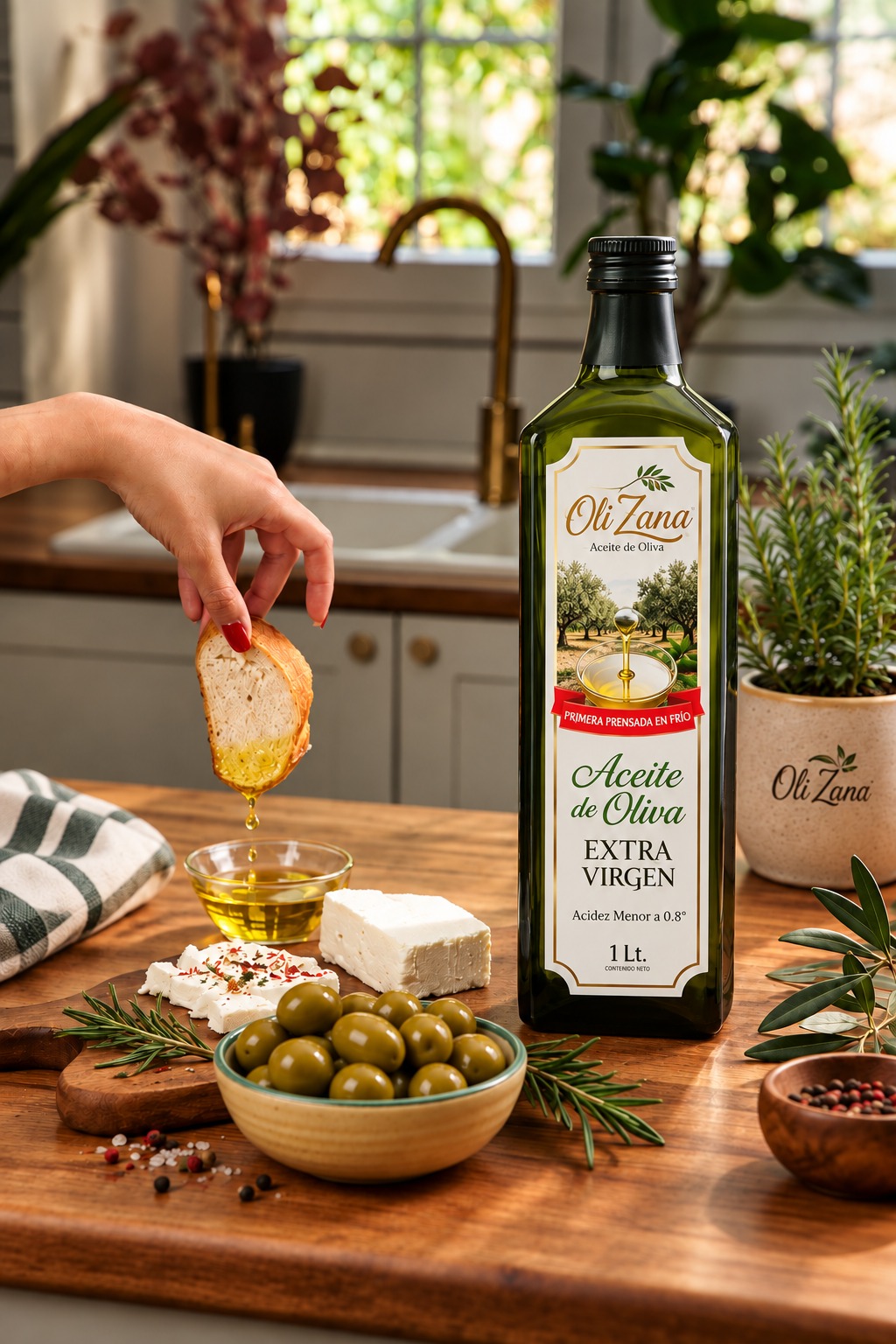 Botella de aceite de oliva extra virgen OliZana de un litro